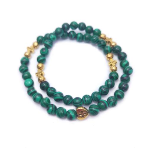 Bracelets de malachite, alliage de zinc, avec Malachite, croix, Placage, bijoux de mode, plus de couleurs à choisir, 6mm cm, Vendu par PC