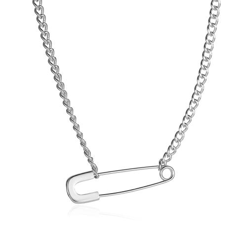 Zinc Alloy Necklace, with 6.5cm extender chain, Safety Pin, plated, cross chain & Unisex Approx 39.5 cm 