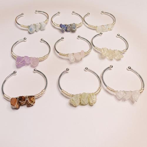 Полудрагоценный камень браслет-манжеты, с Латунь, различные материалы для выбора & Женский, внутренний диаметр:Приблизительно 60mm, продается PC