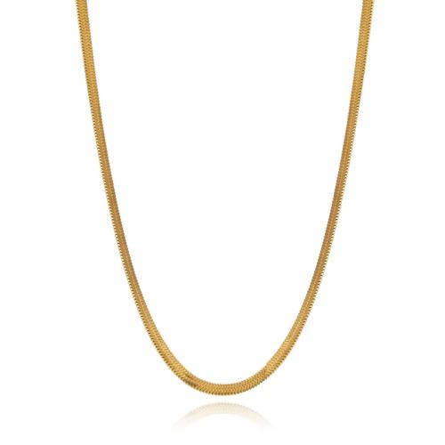 Titanium Steel Necklace, with 2inch extender chain, gold color plated & snake chain & for woman Approx 15.7 Inch 
