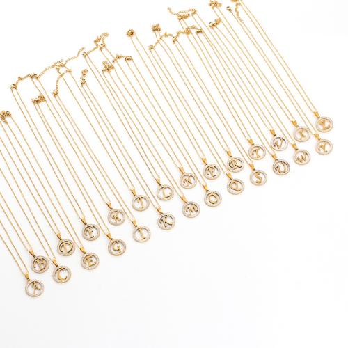 304ステンレススチール ネックレス, アルファベット文字, メッキ, 楕円形の鎖 & 異なるスタイルを選択 & 女性用 & ライン石のある, 無色, 長さ:約 17.3 インチ, 売り手 パソコン