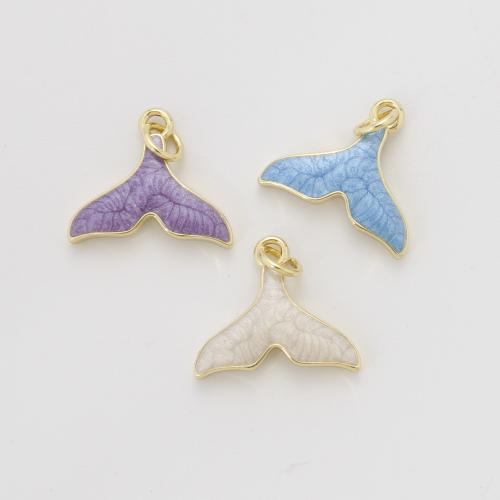 Emaille Messing Anhänger, Meerjungfrau Schwanz, plattiert, DIY, keine, 14x16.5x2.9mm, verkauft von PC