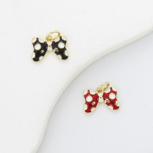 Emaille Messing Anhänger, Schleife, plattiert, DIY, keine, 8.6x12x2mm, verkauft von PC