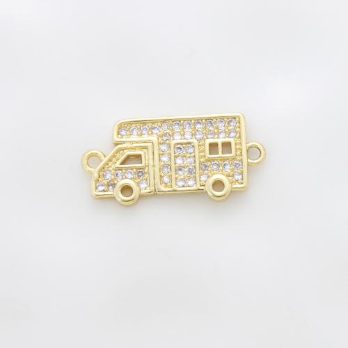 Cubic Zirconia Micro Pave Brass Pendant, Bus, plated, DIY & micro pave cubic zirconia, gold 