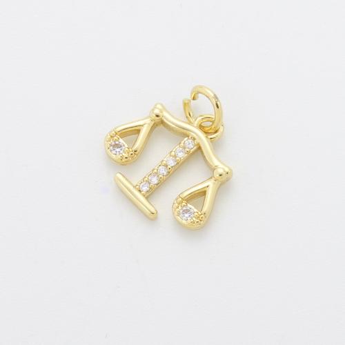 Cubic Zirconia Micro Pave Brass Pendant, plated, DIY & micro pave cubic zirconia, gold 