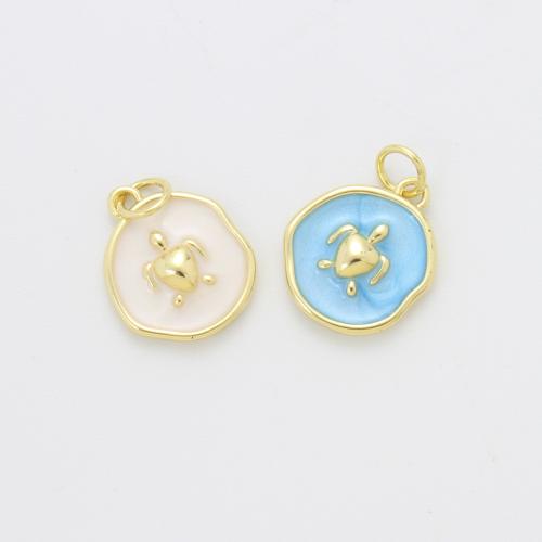 Emaille Messing Anhänger, Schildkröter, plattiert, DIY, keine, 15.5x13x3.4mm, verkauft von PC