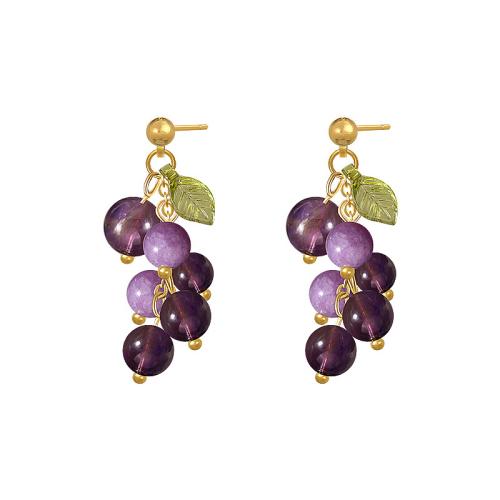 Resin Zinc Alloy Earring, with Resin & Acrylic, Grape, fashion jewelry & for woman 
