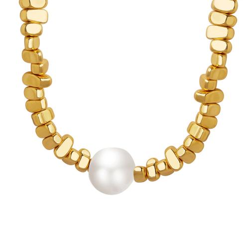 Collier de perles en plastique, Ores, avec perle de plastique, avec 5cm chaînes de rallonge, Placage de couleur d'or, bijoux de mode & pour femme Environ 40 cm, Vendu par PC