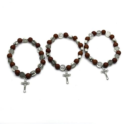 Fashion Zinc Alloy Bracelets, with Plastic, Cross, silver color plated, fashion jewelry, mixed colors, 8mm mm 