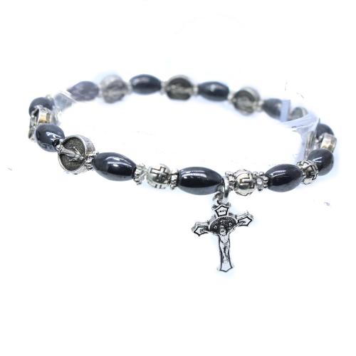 Non Magnetic Hematite Bracelet, Zinc Alloy, with Non Magnetic Hematite, Cross, plated, fashion jewelry cm [