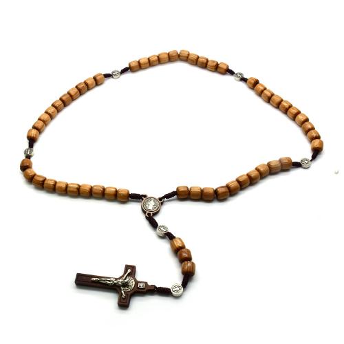 Wood Necklace, Zinc Alloy, with Pine, Cross, plated, fashion jewelry, mixed colors, 8mm cm 