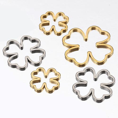 Stainless Steel Clover Pendant, 304 Stainless Steel, Four Leaf Clover, plated, DIY & hollow 