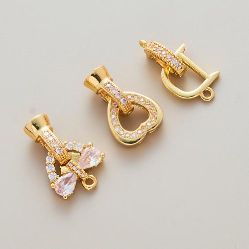 Brass Clasp Findings, gold color plated, DIY & micro pave cubic zirconia 