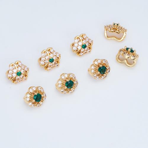 laiton supports boutons, Placage de couleur d'or, DIY & styles différents pour le choix & pavé de micro zircon, 8mm Vendu par sac