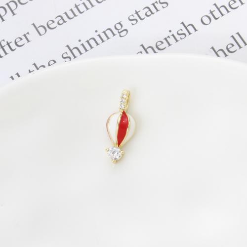 Enamel Brass Pendants, Hot Balloon, plated, DIY & micro pave cubic zirconia 