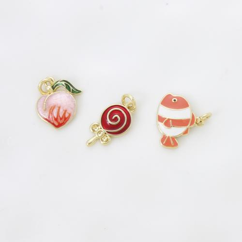 Enamel Brass Pendants, plated, DIY 