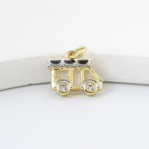Cubique Pendentif en laiton zircon pavent, autobus, Placage, DIY & pavé de micro zircon & émail, plus de couleurs à choisir Vendu par PC