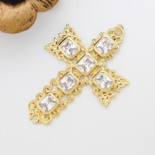 Cubique Pendentif en laiton zircon pavent, croix, Placage, DIY & pavé de micro zircon, Or Vendu par PC