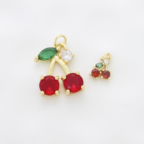 Pendentifs en laiton zircon cubique (CZ), cerise, Placage, DIY & pavé de micro zircon, plus de couleurs à choisir Vendu par PC