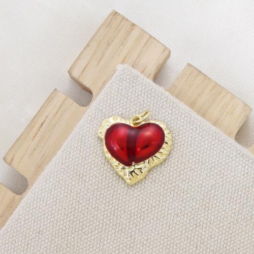 Enamel Brass Pendants, Heart, plated, DIY 