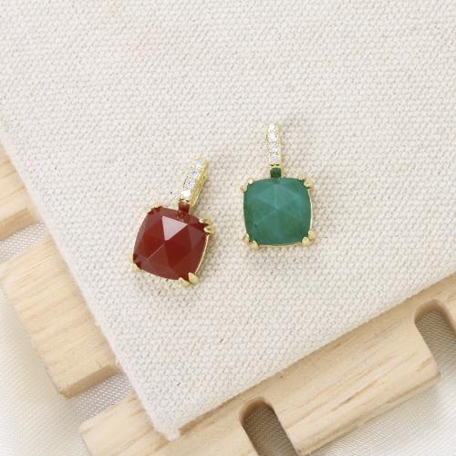 Pendant de cuivre de verre, laiton, avec verre, Placage, DIY & pavé de micro zircon, plus de couleurs à choisir Vendu par PC[