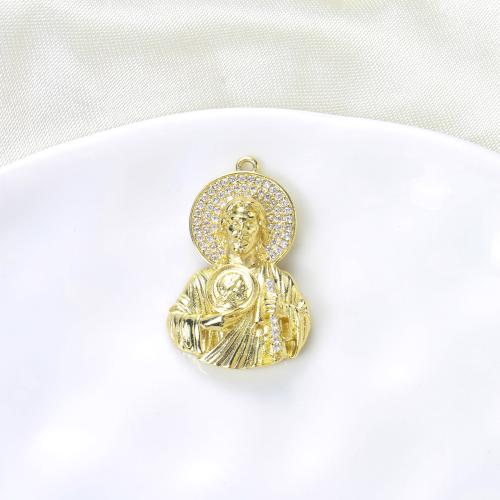 Cubique Pendentif en laiton zircon pavent, Placage, DIY & pavé de micro zircon, doré Vendu par PC