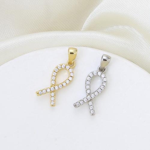 Cubique Pendentif en laiton zircon pavent, Placage, DIY & avec le motif du ruban de sensibilisation & pavé de micro zircon, plus de couleurs à choisir Vendu par PC