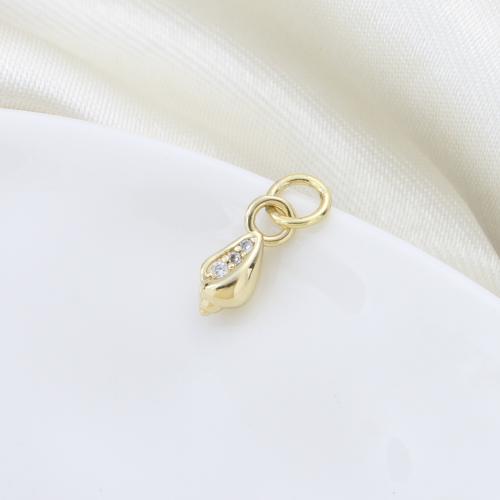 Cubique Pendentif en laiton zircon pavent, conque, Placage, DIY & pavé de micro zircon, doré Vendu par PC