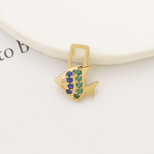 Cubique Pendentif en laiton zircon pavent, poisson, Placage, DIY & pavé de micro zircon, plus de couleurs à choisir Vendu par PC