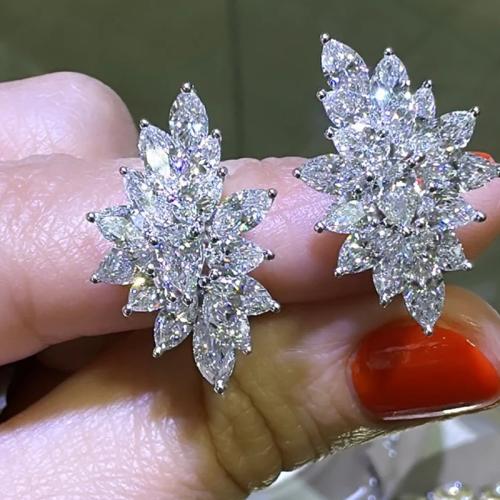 Boucles d'oreilles en laiton zircon cubique pavent, Placage, bijoux de mode & pavé de micro zircon & pour femme, Vendu par paire