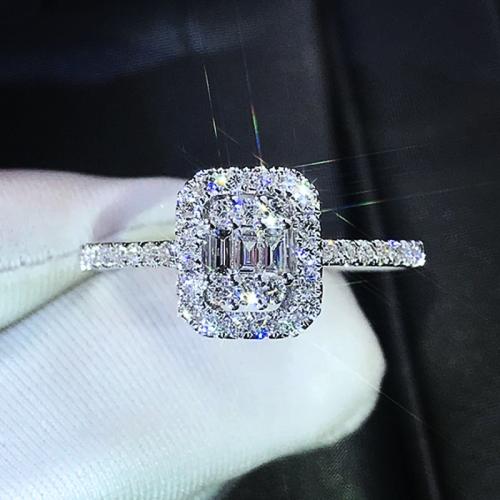 Цирконий Micro Pave Латунь палец кольцо, Другое покрытие, разный размер для выбора & инкрустированное микро кубического циркония & Женский, продается PC