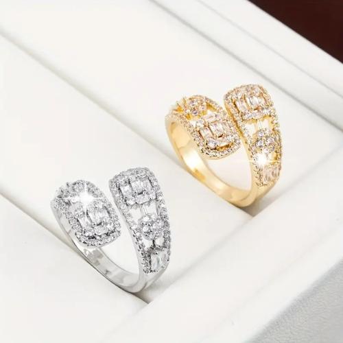 Цирконий Micro Pave Латунь палец кольцо, Другое покрытие, разный размер для выбора & инкрустированное микро кубического циркония & Женский & отверстие, Много цветов для выбора, размер:7, продается PC