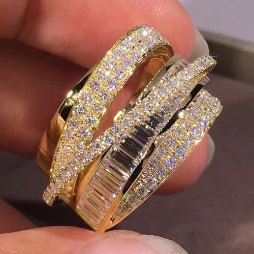 Цирконий Micro Pave Латунь палец кольцо, Другое покрытие, инкрустированное микро кубического циркония & Женский & отверстие, размер:7, продается PC