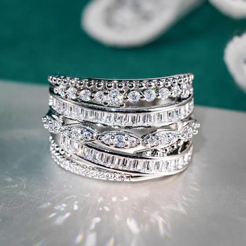 Цирконий Micro Pave Латунь палец кольцо, Другое покрытие, разный размер для выбора & инкрустированное микро кубического циркония & Женский & отверстие, продается PC