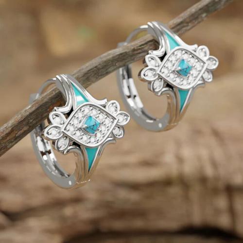 Boucles d'oreilles en laiton zircon cubique pavent, Placage, pavé de micro zircon & pour femme & émail, Vendu par paire