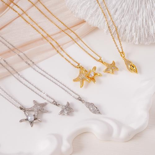 キュービックジルコンマイクロパヴェブラスネックレス, 銅, とともに 304ステンレス鋼チェーン, メッキ, 異なるスタイルを選択 & マイクロパヴェジルコニア & 女性用, 無色, 売り手 パソコン