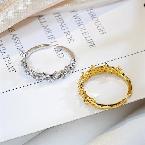 Цирконий Micro Pave Латунь палец кольцо, Другое покрытие, ювелирные изделия моды & инкрустированное микро кубического циркония, Много цветов для выбора, 17mm, продается PC