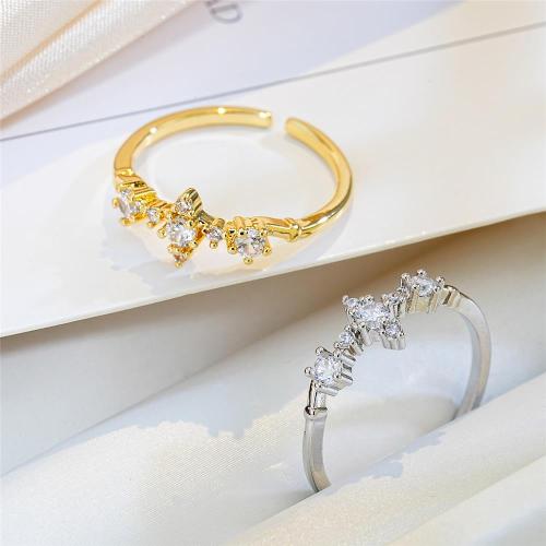 Цирконий Micro Pave Латунь палец кольцо, Другое покрытие, ювелирные изделия моды & инкрустированное микро кубического циркония, Много цветов для выбора, 17mm, продается PC