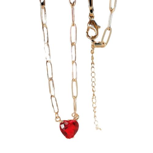 真鍮キュービックジルコニア ネックレス, 銅, ハート形, メッキ, ファッションジュエリー & マイクロパヴェジルコニア, ミックスカラー, 売り手 パソコン