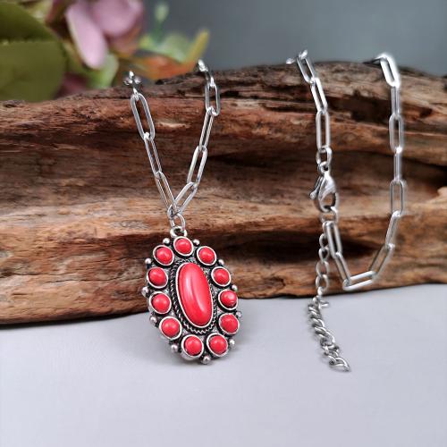 Драгоценный камень Ожерелья, цинковый сплав, с Полудрагоценный камень, Другое покрытие, ювелирные изделия моды, разноцветный длина:45 см, продается PC