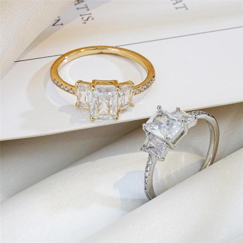 Цирконий Micro Pave Латунь палец кольцо, Другое покрытие, ювелирные изделия моды & инкрустированное микро кубического циркония, Много цветов для выбора, 17mm, продается PC