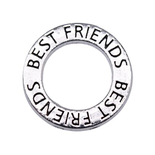 Bijoux pendentifs en Zinc alliage , alliage de zinc, beignet, Plaqué de couleur d'argent, DIY & avec le motif de lettre Vendu par sac