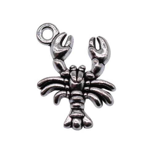 Zinc Alloy Animal Pendants, Lobster, antique silver color plated, DIY 