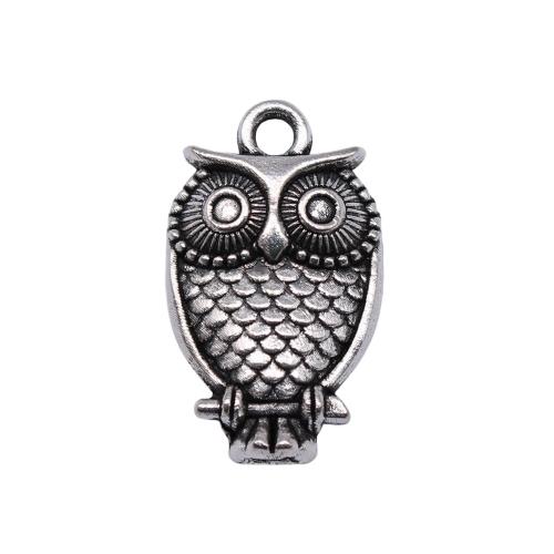 Zinc Alloy Animal Pendants, Owl, antique silver color plated, DIY 
