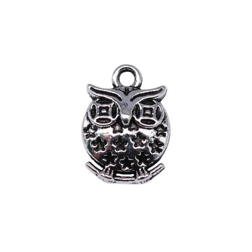 Zinc Alloy Animal Pendants, Owl, antique silver color plated, DIY 