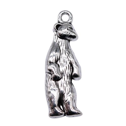 Zinc Alloy Animal Pendants, Bear, antique silver color plated, DIY 