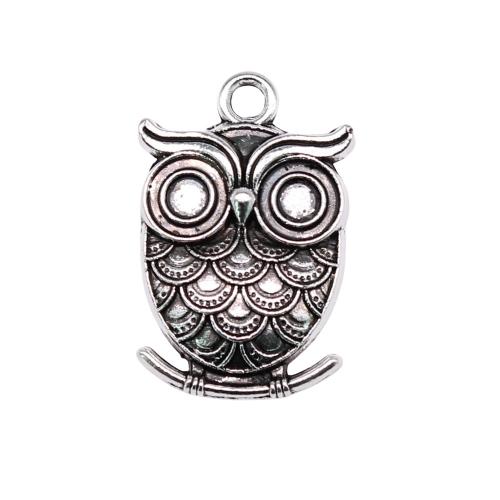 Zinc Alloy Animal Pendants, Owl, plated, DIY 