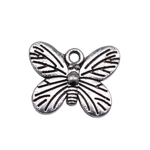 Zinc Alloy Animal Pendants, Butterfly, antique silver color plated, DIY 