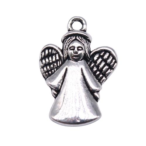 Colgantes de Aleación de Zinc en Forma Personaje, Ángel, chapado en color de plata antigua, Bricolaje, 24x17mm, 20PCs/Bolsa, Vendido por Bolsa