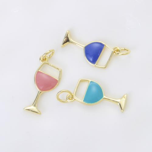 Enamel Brass Pendants, Cup, plated, DIY 